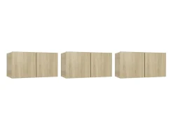 vidaxl Móvel De Tv*Móveis de TV para parede 3 pcs 60x30x30 cm carvalho sonoma Castanho