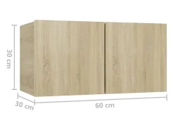 vidaxl Móvel De Tv*Móveis de TV para parede 3 pcs 60x30x30 cm carvalho sonoma Castanho
