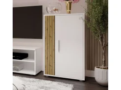 Móveis de TV para sala de estar e sala de jantar em estilo nórdico Kolm em carvalho e branco^ Sale
