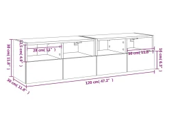vidaxl Móvel De Tv*Móveis parede TV 2pcs 60x30x30cm deriv. madeira carvalho sonoma Castanho