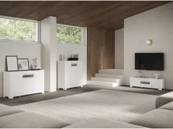 Outlet Móvel alto de sala 3 portas 100x35x110 cm Riflesso brilhante Móvel De Tv
