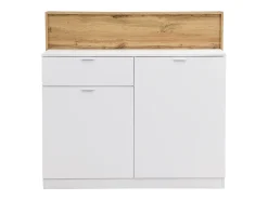 Best Móvel de bar com 2 portas e 1 gaveta em MDF branco e natural - LAMONIA Móvel De Bar