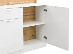Best Móvel de bar com 2 portas e 1 gaveta em MDF branco e natural - LAMONIA Móvel De Bar