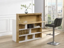 Best Móvel de bar com 2 portas e 1 gaveta em MDF branco e natural - LAMONIA Móvel De Bar