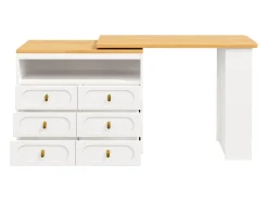Outlet Móvel de bar de cozinha extensível - e rotação 360° - 203x39x90 cm - 6 gavetas - com prateleiras laterais - Móvel De Bar