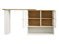Clearance Móvel de bar giratório 360° e retrátil - com 2 portas e prateleiras abertas - + natural Móvel De Bar