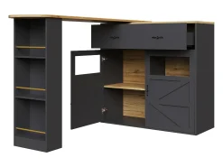 Clearance Móvel de bar giratório 360° e retrátil - com 1 gaveta e 2 portas - prateleiras abertas - + natural Móvel De Bar