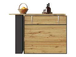 Clearance Móvel de bar giratório 360° e retrátil - com 1 gaveta e 2 portas - prateleiras abertas - + natural Móvel De Bar