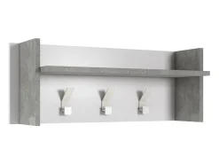 Móvel de entrada Dkornvi, cabide com 3 ganchos, prateleira de entrada, 100% Fabricado na Itália, 90x29h34 cm, Branco e Cimento^Dmora Sale