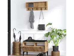 Concept-Usine Móvel De Entrada*Móvel de entrada em madeira LUANA com banco, móvel para sapatos e cabideiro de parede Natural claro