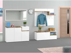 Móvel de entrada Ezio, entrada multifuncional moderna, armário polivalente para hall de entrada, 100% Fabricado na Itália, 120x30h100 cm, brilhante e bordo*Dmora