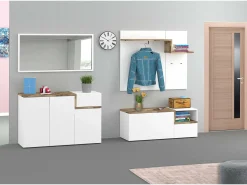 Móvel de entrada Ezio, entrada multifuncional moderna, armário polivalente para hall de entrada, 100% Fabricado na Itália, 120x30h100 cm, brilhante e bordo*Dmora