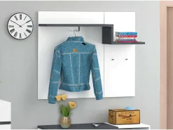 Móvel de entrada Ezio, entrada multifuncional moderna, Armário multiuso para hall de entrada, 100% Fabricado na Itália, 120x30h100 cm, brilhante e ardósia^Dmora Discount