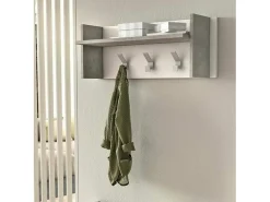 Hot Móvel de entrada Narciso, Cabide com 3 ganchos, Prateleira de entrada, 100% Fabricado na Itália, 90x29h34 cm, e Cimento Cabide De Pé