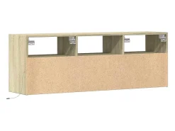 vidaxl Móvel De Tv*Móvel de parede p/ TV c/ luzes LED 130x31x45 cm carvalho sonoma Castanho