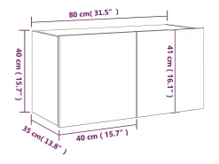 vidaxl Móvel De Tv*Móvel de parede p/ TV c/ luzes LED 80x35x41 cm carvalho fumado Castanho