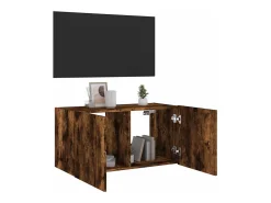 vidaxl Móvel De Tv*Móvel de parede p/ TV c/ luzes LED 80x35x41 cm carvalho fumado Castanho