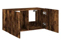 vidaxl Móvel De Tv*Móvel de parede p/ TV c/ luzes LED 80x35x41 cm carvalho fumado Castanho