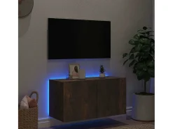 vidaxl Móvel De Tv*Móvel de parede p/ TV c/ luzes LED 80x35x41 cm carvalho fumado Castanho