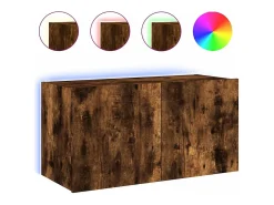 vidaxl Móvel De Tv*Móvel de parede p/ TV c/ luzes LED 80x35x41 cm carvalho fumado Castanho