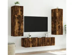 vidaxl Móvel De Tv*Móvel de parede p/ TV c/ luzes LED 80x35x41 cm carvalho fumado Castanho