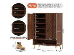 Móvel de sapatos com 2 portas, 6 andares, móvel de armazenamento para sapatos, divisórias reguláveis, para entrada, sala, marrom*Tribesigns Sale