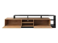 Best Móvel de TV 2 portas e 6 nichos com LEDs natural claro e antracite - IDESIA Móvel De Tv
