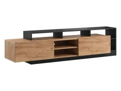 Best Móvel de TV 2 portas e 6 nichos com LEDs natural claro e antracite - IDESIA Móvel De Tv