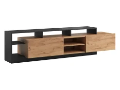 Best Móvel de TV 2 portas e 6 nichos com LEDs natural claro e antracite - IDESIA Móvel De Tv