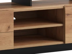 Best Móvel de TV 2 portas e 6 nichos com LEDs natural claro e antracite - IDESIA Móvel De Tv