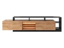 Best Móvel de TV 2 portas e 6 nichos com LEDs natural claro e antracite - IDESIA Móvel De Tv