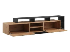 Best Móvel de TV 2 portas e 6 nichos com LEDs natural claro e antracite - IDESIA Móvel De Tv