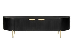 New Móvel de TV 2 portas madeira mangueira e metal dourado, cor preta - NEVILI de Móvel De Tv