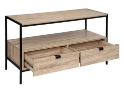 Hot Móvel de TV Aliaj com 2 gavetas, sala de estar/jantar, carvalho preto, 100 cm Móvel De Tv