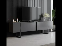 Concept-Usine Móvel De Tv*Móvel de TV Antracite e Preto 2 Portas 180cm LUXOR - Design Contemporâneo Cinza antracite