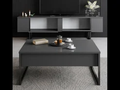 Concept-Usine Móvel De Tv*Móvel de TV Antracite e Preto 2 Portas 180cm LUXOR - Design Contemporâneo Cinza antracite
