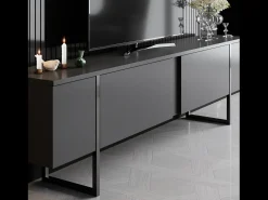 Concept-Usine Móvel De Tv*Móvel de TV Antracite e Preto 2 Portas 180cm LUXOR - Design Contemporâneo Cinza antracite