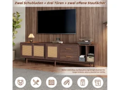 Best Móvel de TV baixo - 190 x 40 x 52 cm - com 3 portas + 2 gavetas - para TVs de 75 polegadas - MDF - Marrom Móvel De Tv