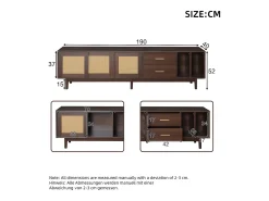 Best Móvel de TV baixo - 190 x 40 x 52 cm - com 3 portas + 2 gavetas - para TVs de 75 polegadas - MDF - Marrom Móvel De Tv