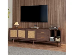 Best Móvel de TV baixo - 190 x 40 x 52 cm - com 3 portas + 2 gavetas - para TVs de 75 polegadas - MDF - Marrom Móvel De Tv