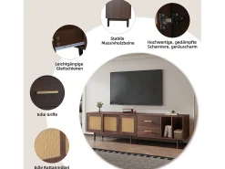 Best Móvel de TV baixo - 190 x 40 x 52 cm - com 3 portas + 2 gavetas - para TVs de 75 polegadas - MDF - Marrom Móvel De Tv