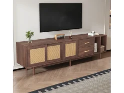 Best Móvel de TV baixo - 190 x 40 x 52 cm - com 3 portas + 2 gavetas - para TVs de 75 polegadas - MDF - Marrom Móvel De Tv