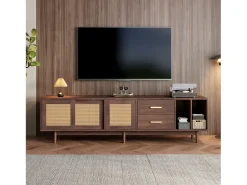 Best Móvel de TV baixo - 190 x 40 x 52 cm - com 3 portas + 2 gavetas - para TVs de 75 polegadas - MDF - Marrom Móvel De Tv