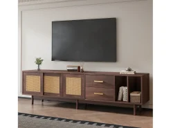Best Móvel de TV baixo - 190 x 40 x 52 cm - com 3 portas + 2 gavetas - para TVs de 75 polegadas - MDF - Marrom Móvel De Tv