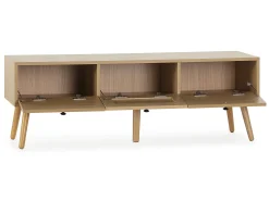 Móvel de TV Bella 3 Portas Cor Carvalho com vime Natural^VS Venta-stock Sale