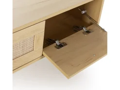 Móvel de TV Bella 3 Portas Cor Carvalho com vime Natural^VS Venta-stock Sale