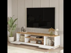 Concept-Usine Móvel De Tv*Móvel de TV e Madeira 180cm TYRO Moderno com Arrumação Prática Branco