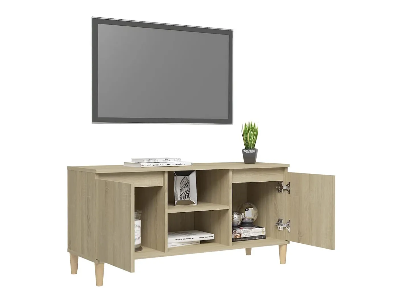 vidaxl Móvel De Tv*Móvel de TV c/ pernas de madeira 103,5x35x50 cm carvalho sonoma Natural claro