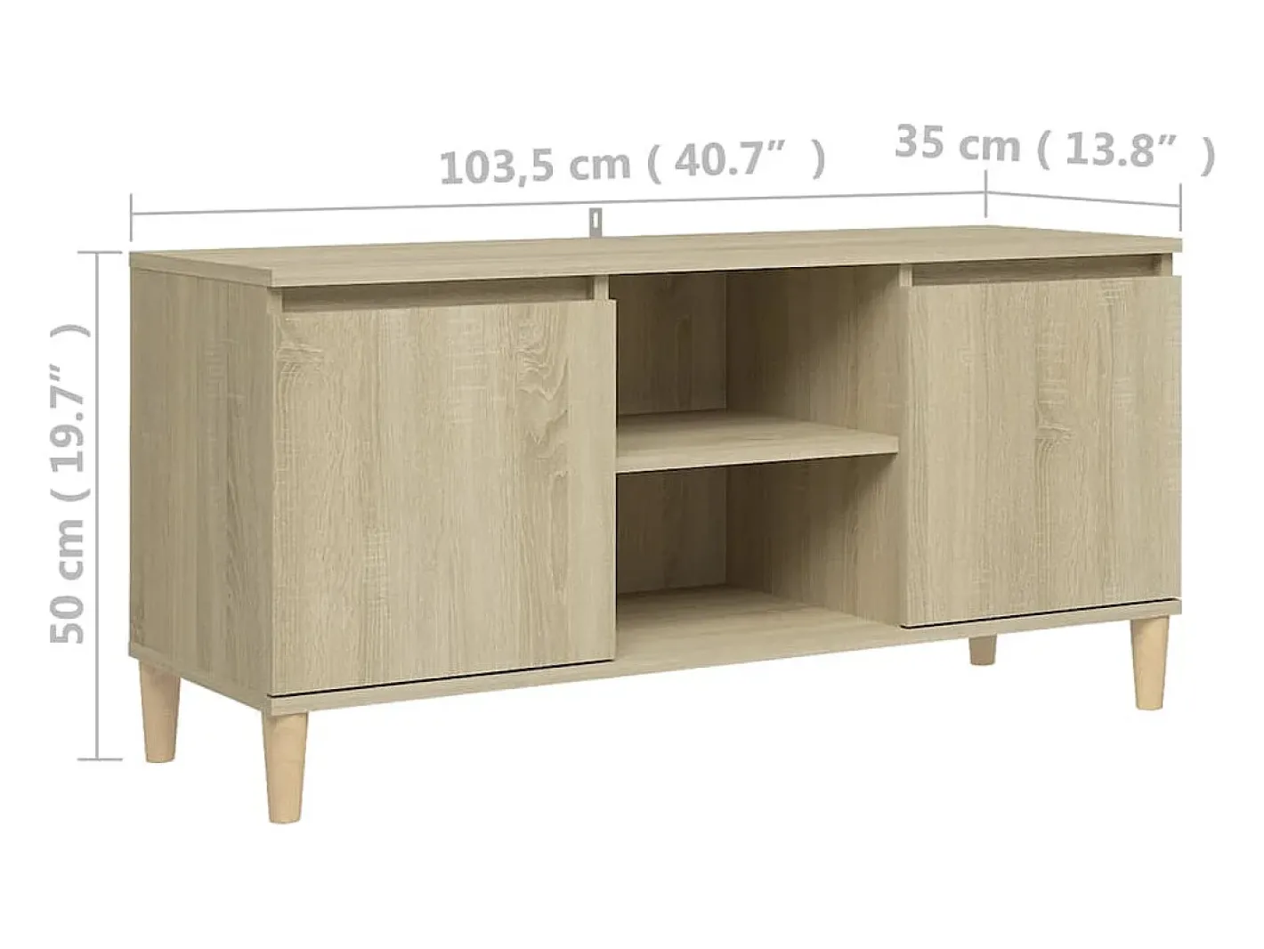 vidaxl Móvel De Tv*Móvel de TV c/ pernas de madeira 103,5x35x50 cm carvalho sonoma Natural claro