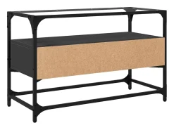 vidaxl Móvel De Tv*Móvel de TV c/ tampo vidro 80x35x51 cm derivados madeira Preto